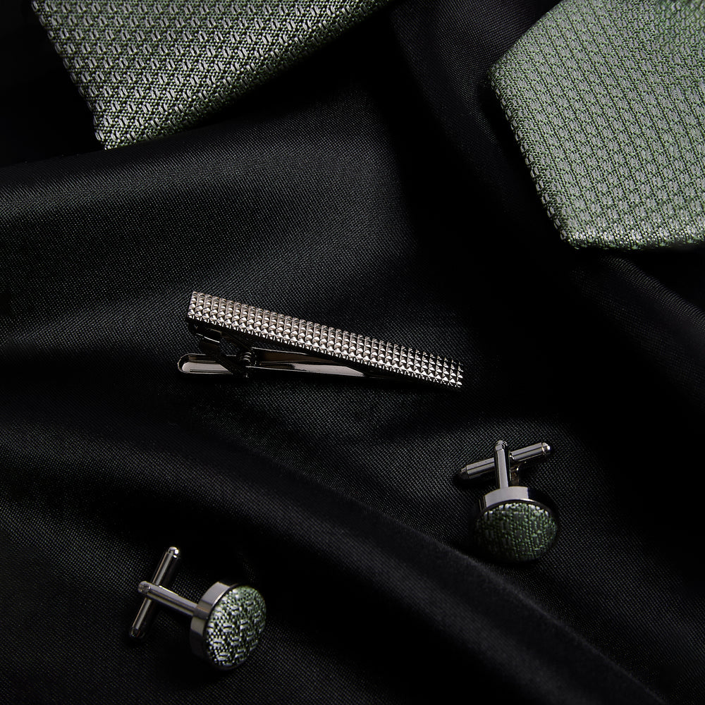 Sage Green Textured Tie Set