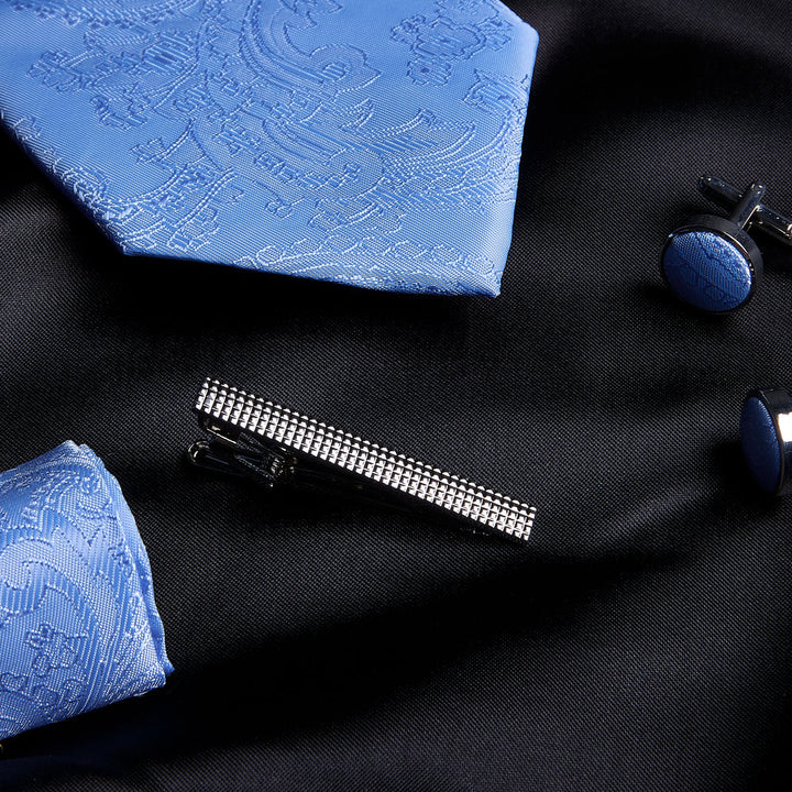 Blue Paisley Tie Set