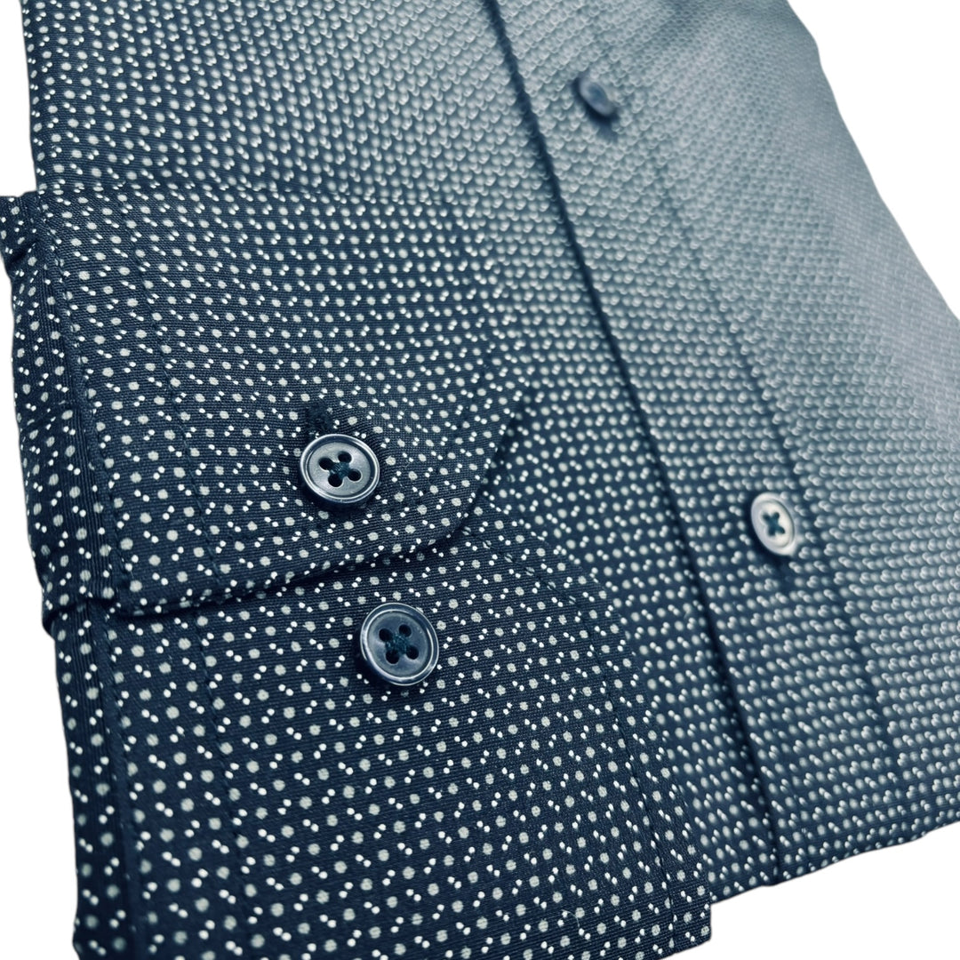Jack Doyle Cutaway Collar Dark Navy Geometric Print Shirt