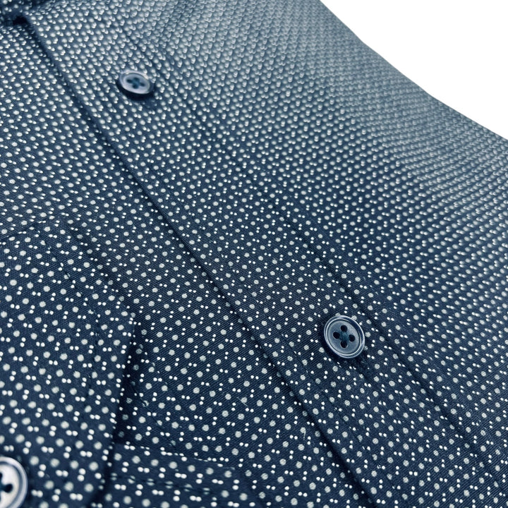 Jack Doyle Cutaway Collar Dark Navy Geometric Print Shirt
