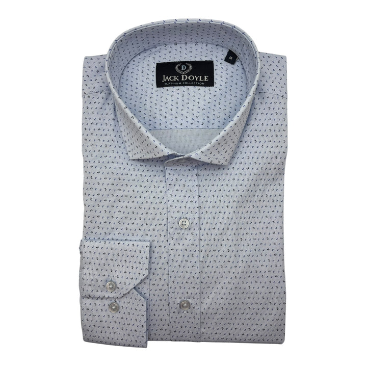 Jack Doyle Cutaway Collar Sky Blue Print Shirt