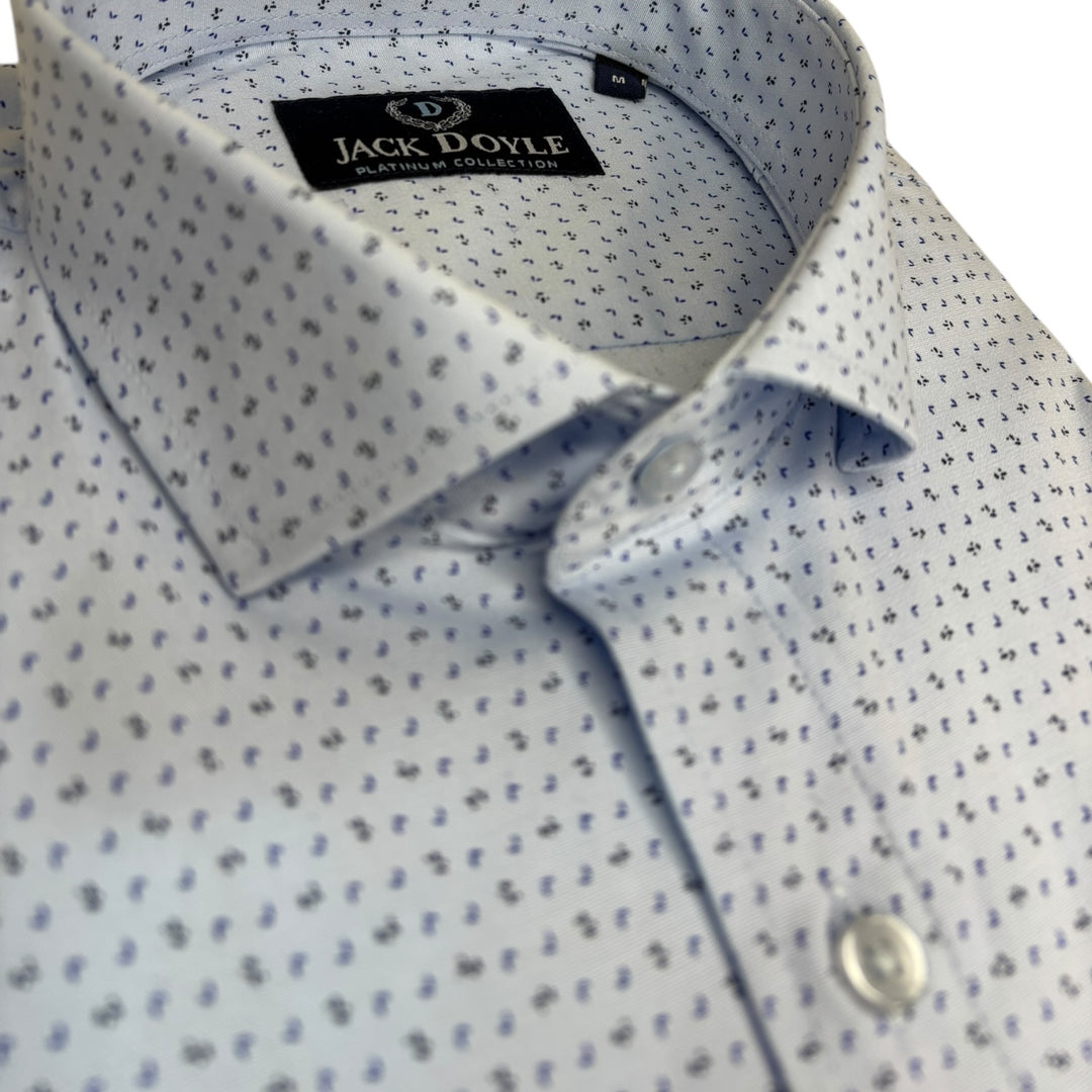 Jack Doyle Cutaway Collar Sky Blue Print Shirt