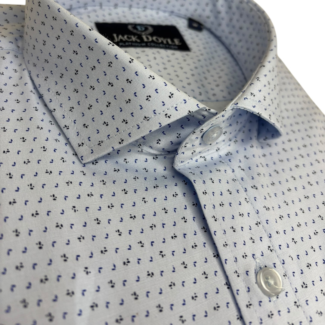 Jack Doyle Cutaway Collar Sky Blue Print Shirt