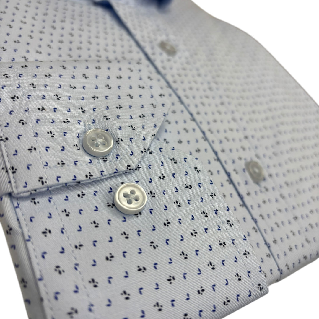 Jack Doyle Cutaway Collar Sky Blue Print Shirt