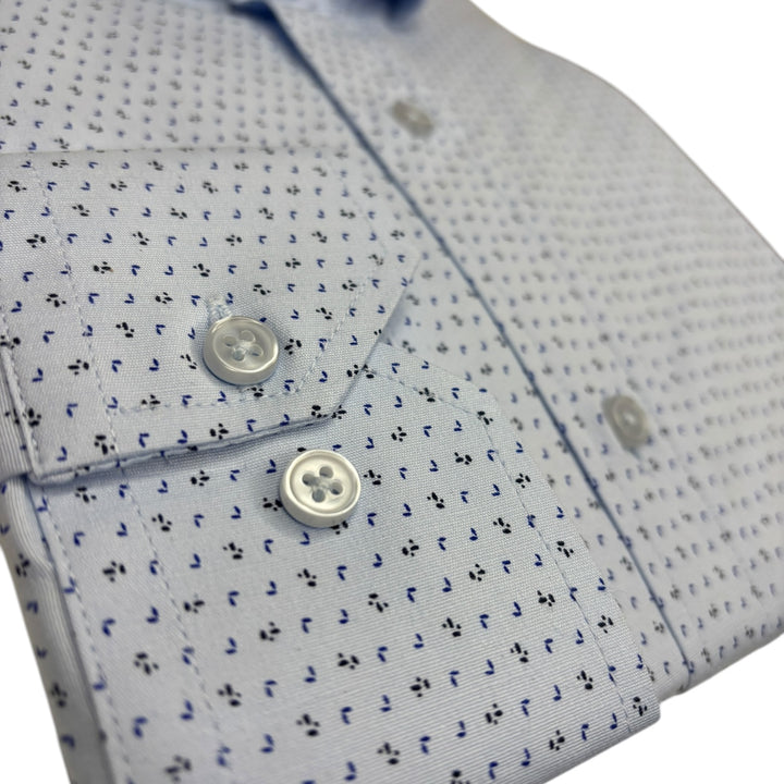 Jack Doyle Cutaway Collar Sky Blue Print Shirt
