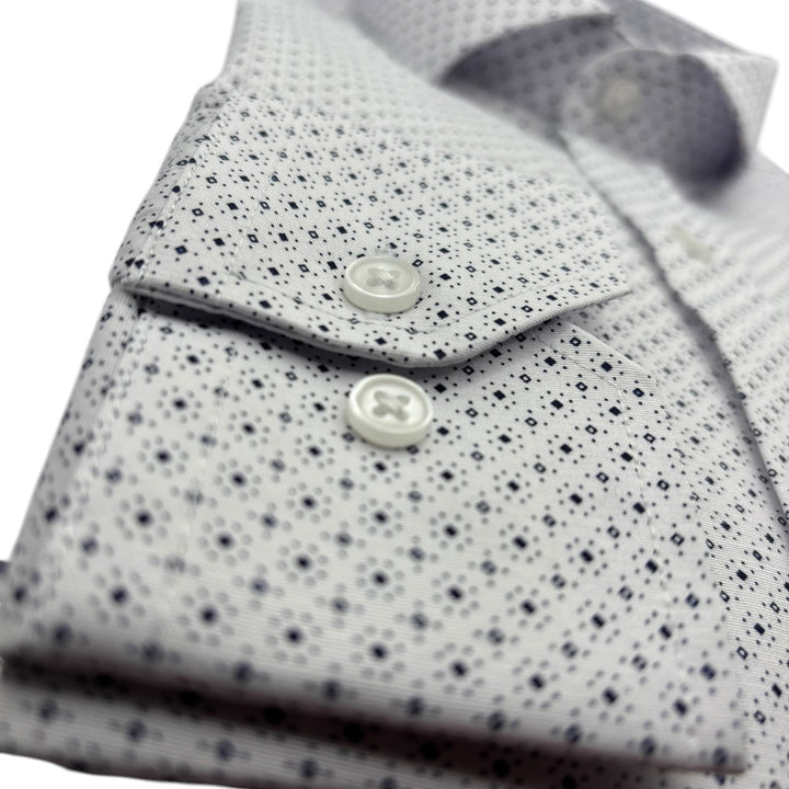 Jack Doyle Cutaway Collar White Geometric Print Shirt