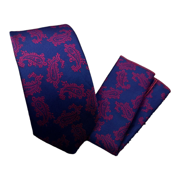 Skinny Purple Paisley Tie and Pocket Square