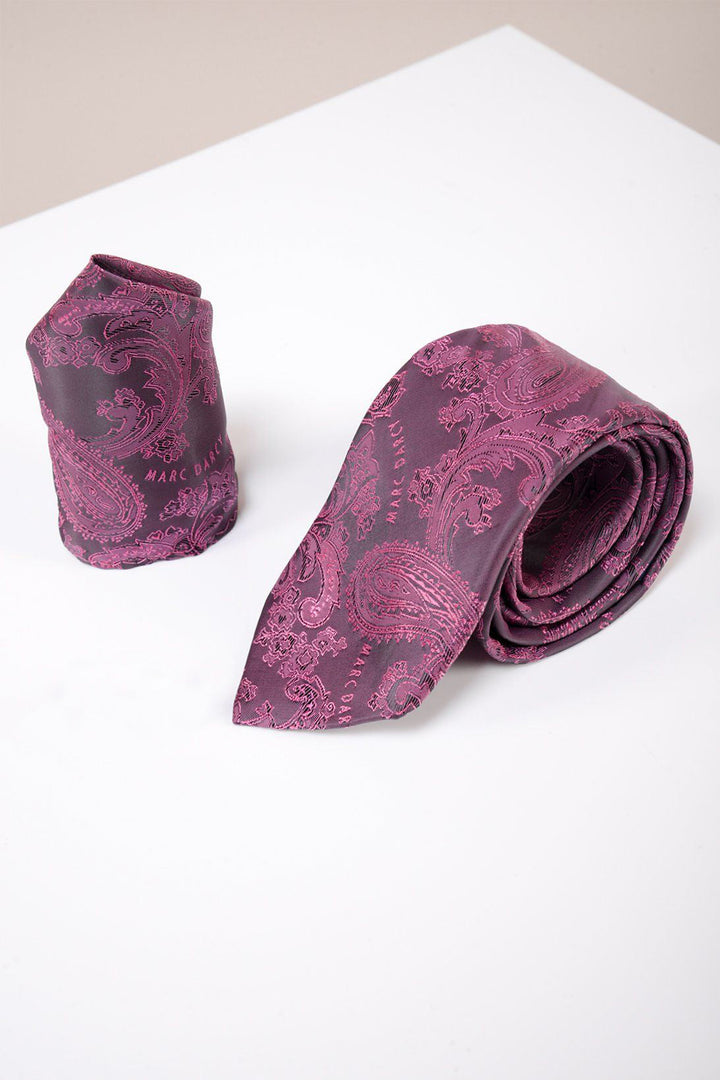 MD Berry Paisley Tie & Pocket Square Set