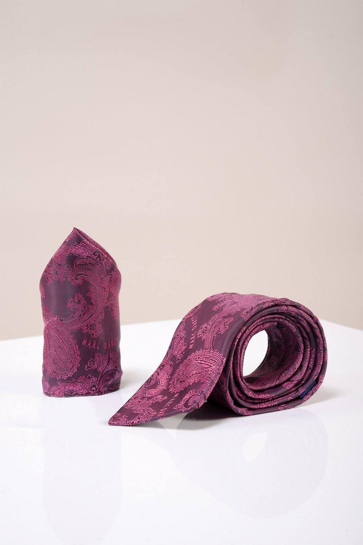 MD Berry Paisley Tie & Pocket Square Set