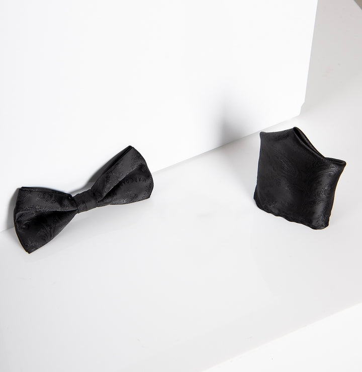 Black Paisley Bow Tie and Pocket Square