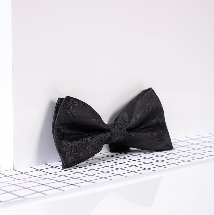 Black Paisley Bow Tie and Pocket Square