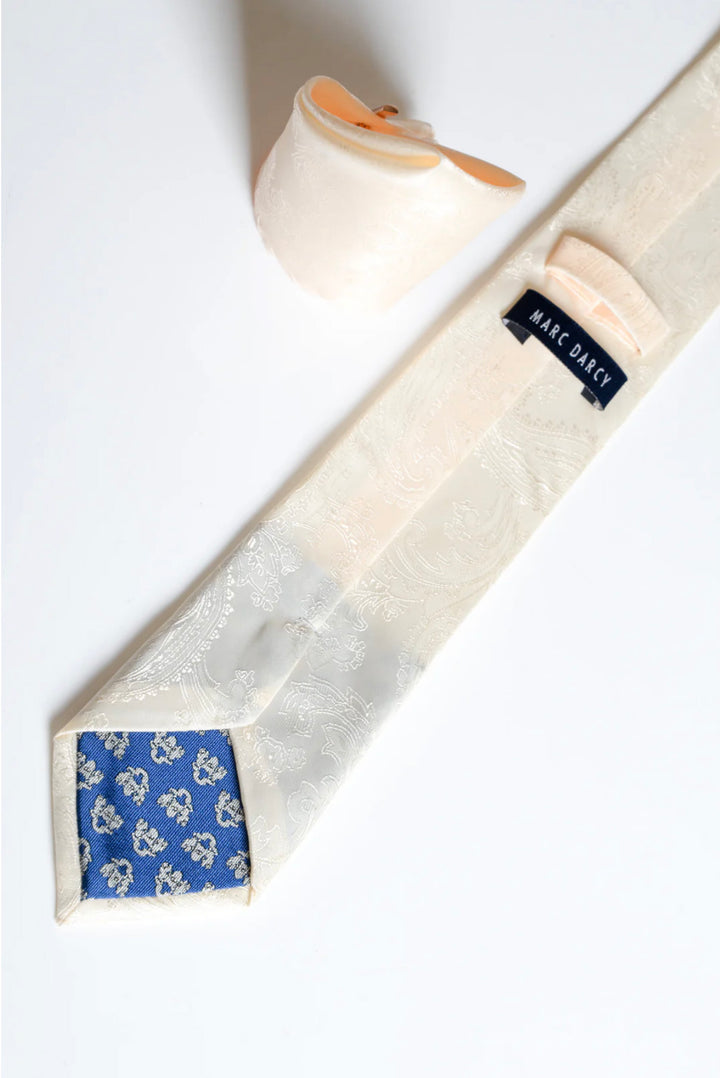 Cream Paisley Tie and Pocket Square Set