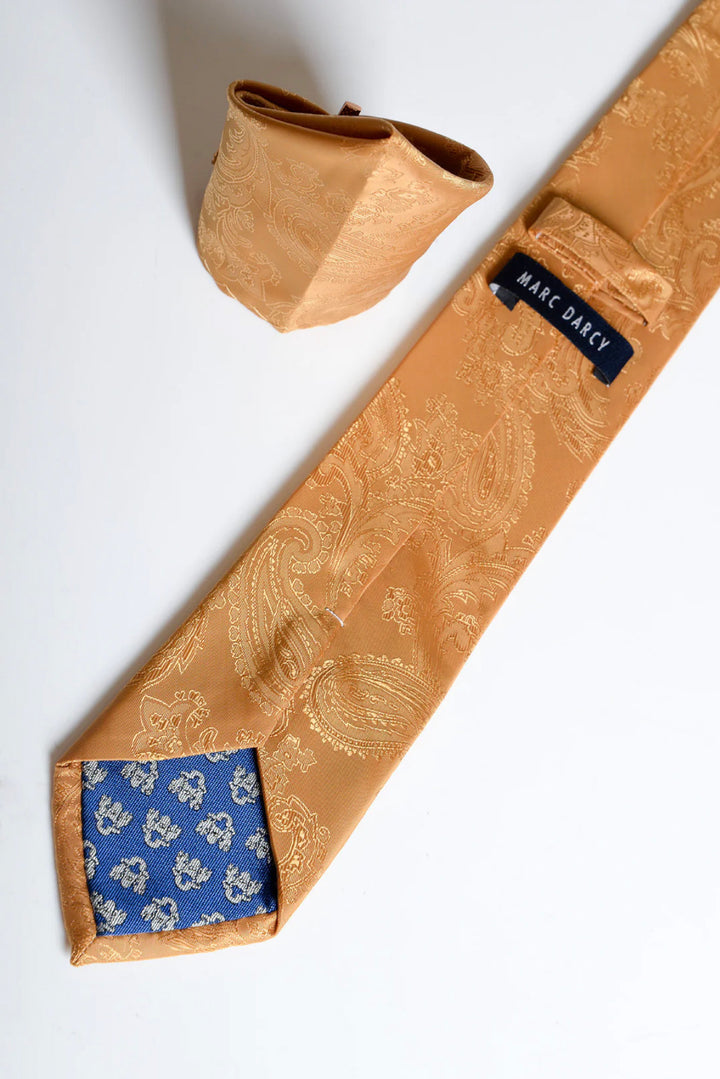 Gold Paisley Tie and Pocket Square Set