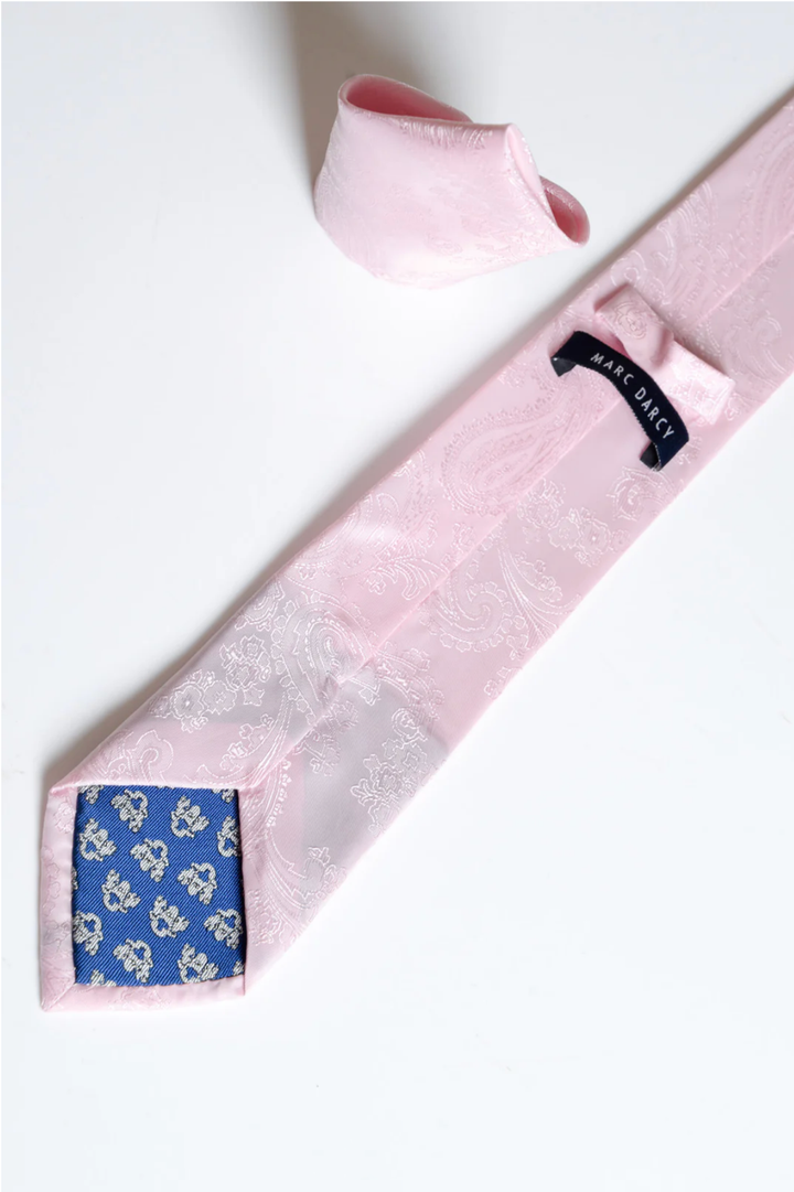 Light Pink Paisley Tie and Pocket Square Set