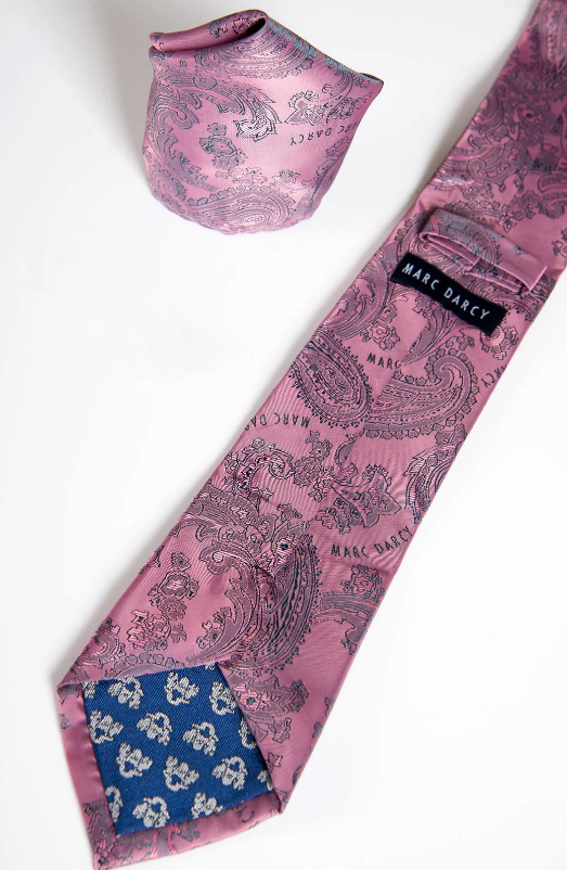 MD Pink Paisley Tie & Pocket Square Set