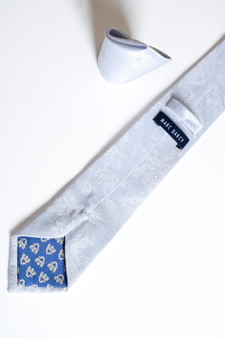 Silver Paisley Tie and Pocket Square Set