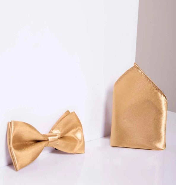 Stanley Gold Bow Tie and Pocket Square