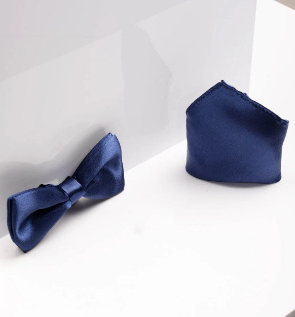 Stanley Navy Bow Tie and Pocket Square