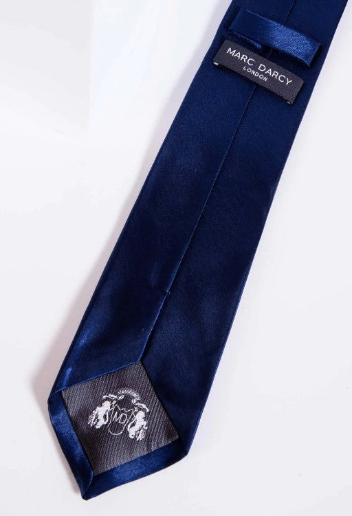 Stanley Navy Satin Tie and Pocket Square