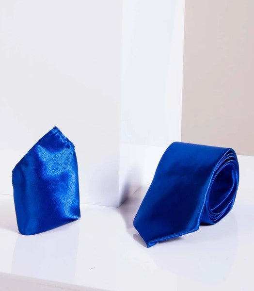 Stanley Royal Blue Satin Tie and Pocket Square