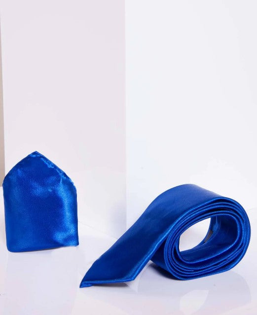 Stanley Royal Blue Satin Tie and Pocket Square
