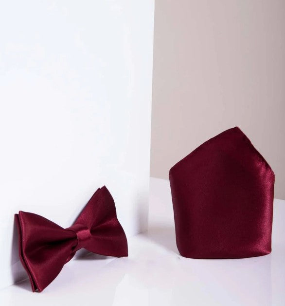 Stanley Wine Bow Tie and Pocket Square