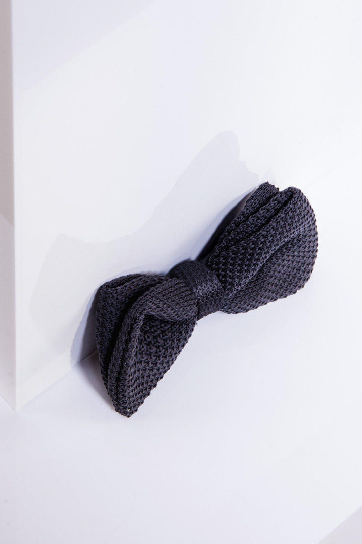 Knitted Double Layer Bow Tie In Mid Grey