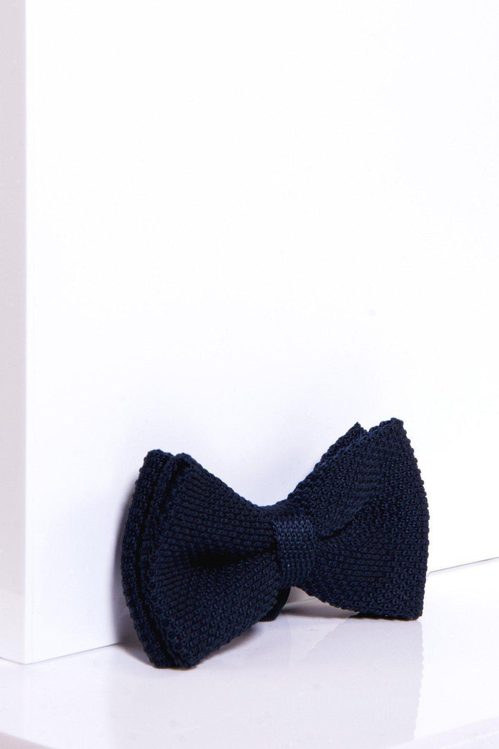 Knitted Double Layer Bow Tie In Navy