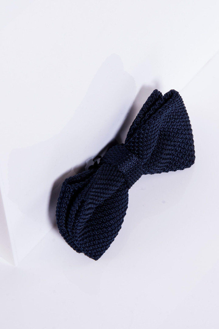 Knitted Double Layer Bow Tie In Navy