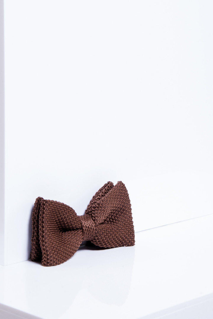 Knitted Double Layer Bow Tie In Tan