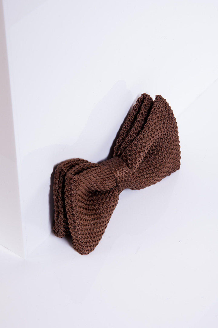 Knitted Double Layer Bow Tie In Tan