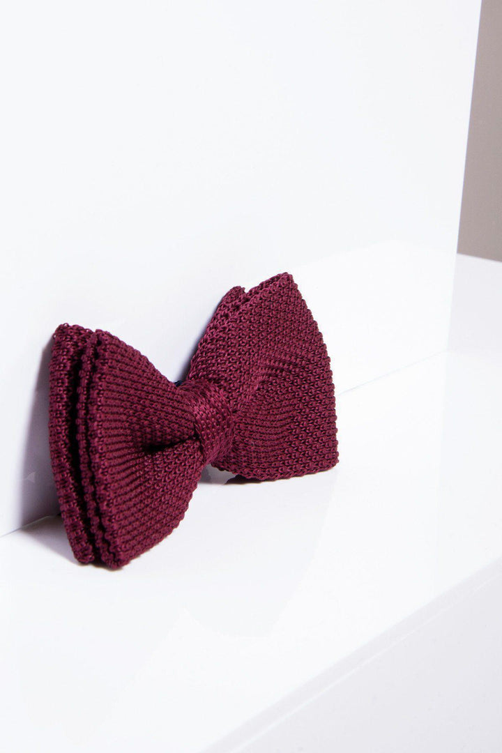 Knitted Double Layer Bow Tie In Wine