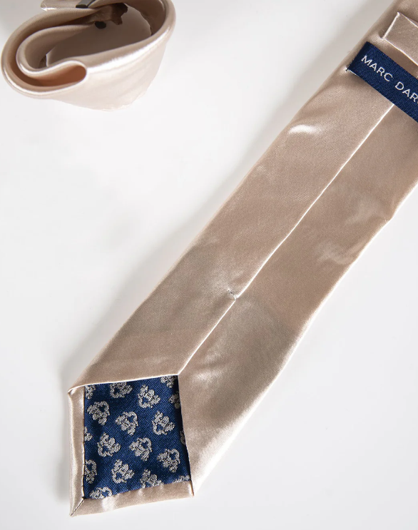 Stanley Champagne Satin Tie and Pocket Square