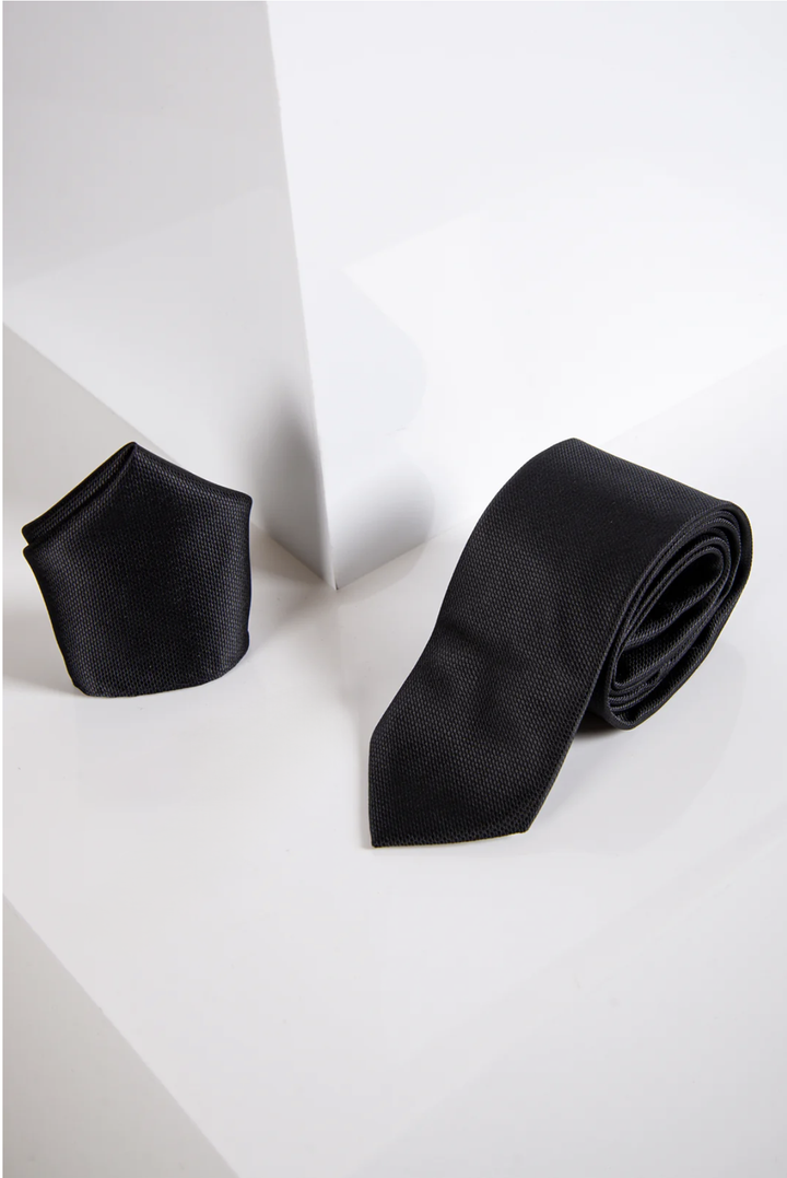Black Birdseye Tie and Pocket Square