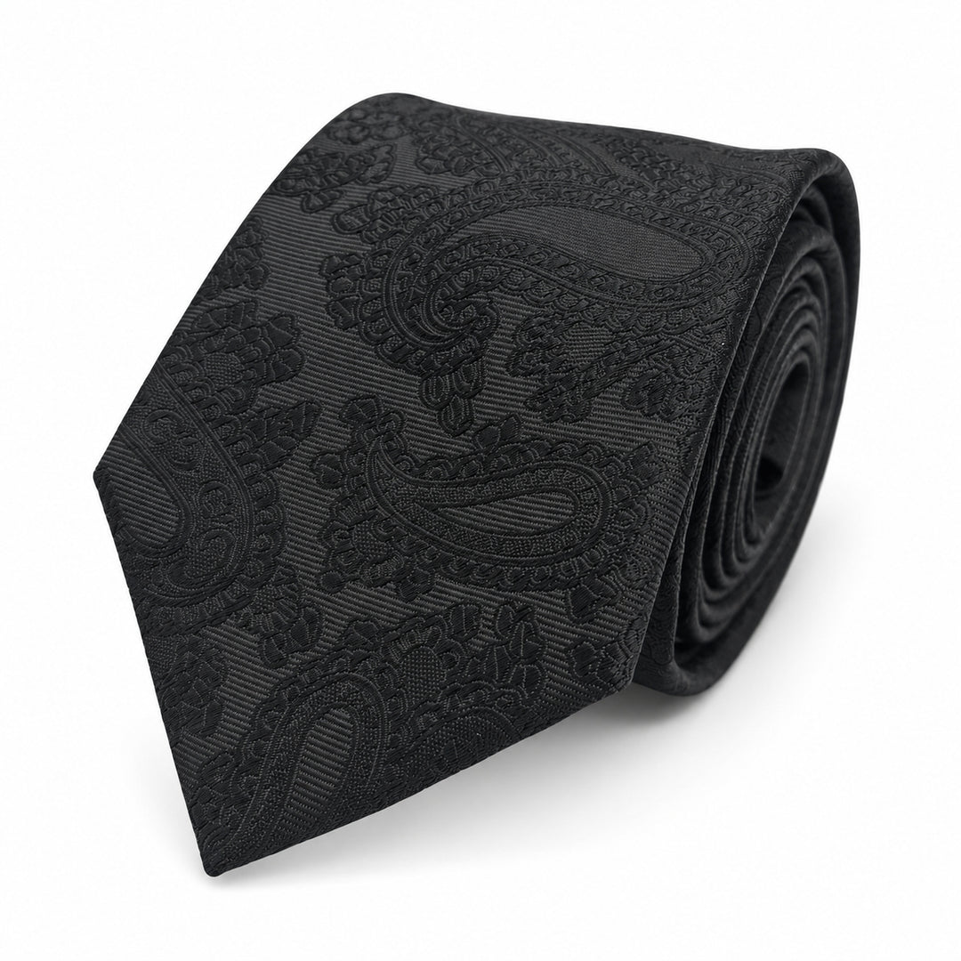Black Paisley Tie & Pocket Square