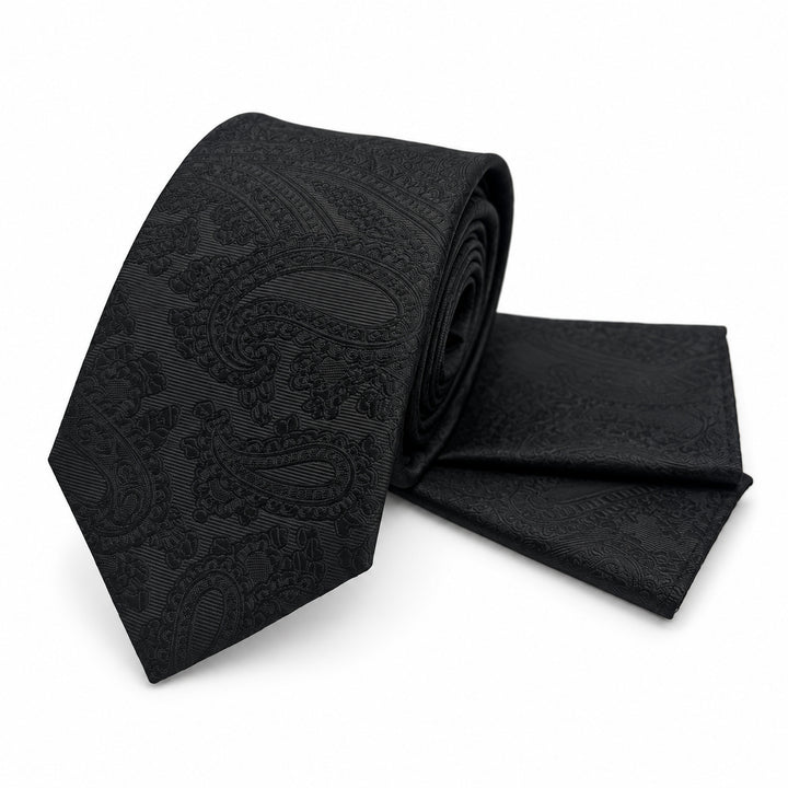 Black Paisley Tie & Pocket Square