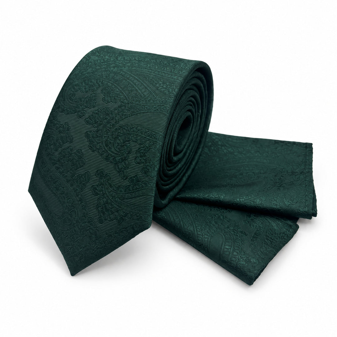Forest Green Paisley Tie & Pocket Square