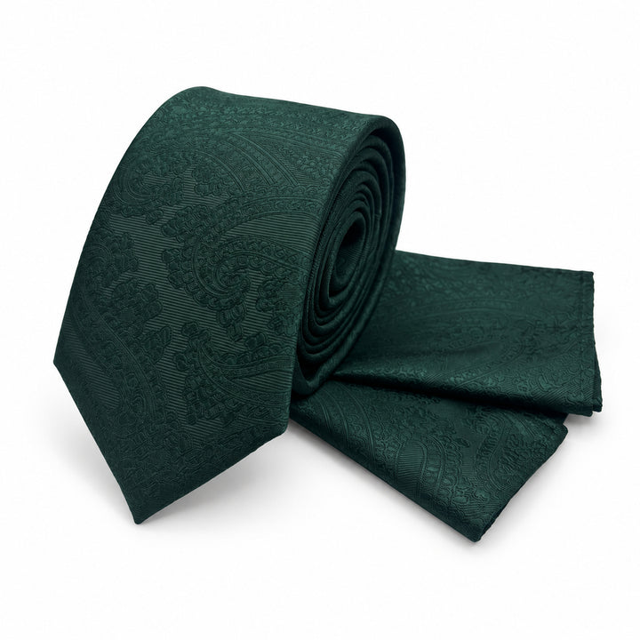 Forest Green Paisley Tie & Pocket Square