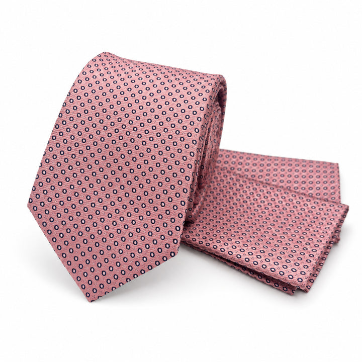 Pink Navy Dot Tie & Pocket Square