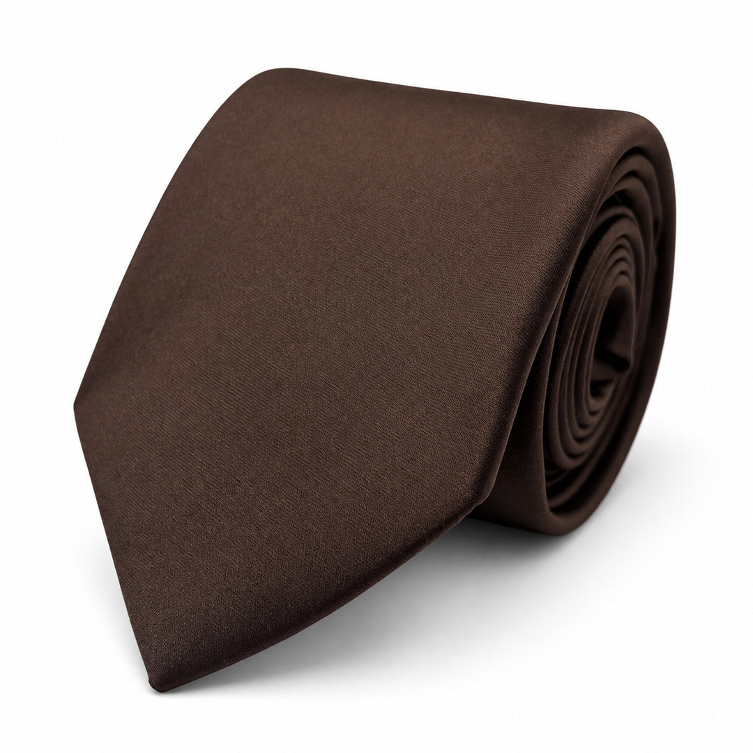 Brown Satin Tie & Pocket Square
