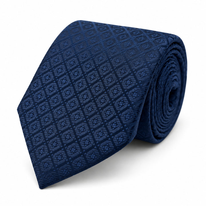 Navy Square Print Tie and Pocket Square