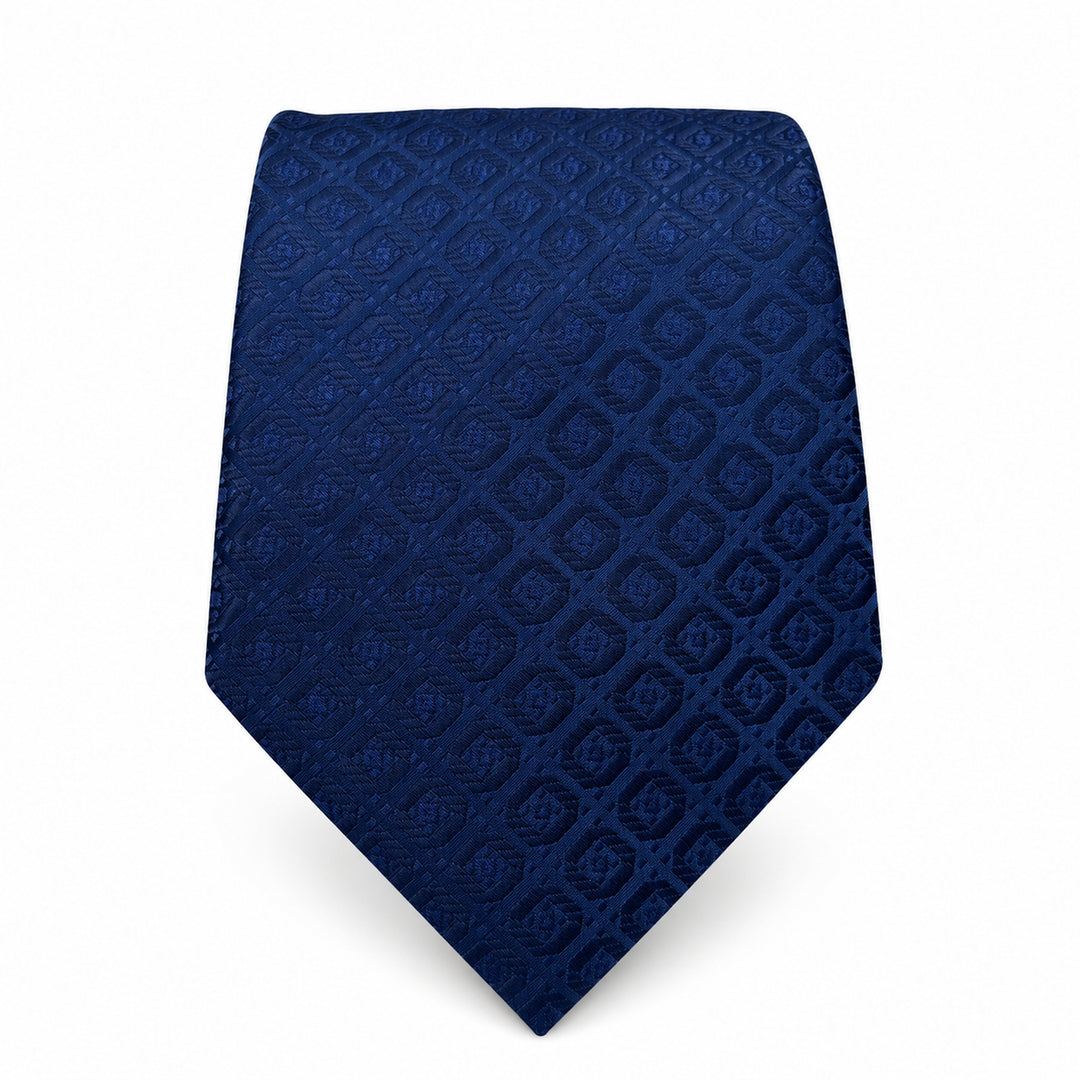 Navy Square Print Tie and Pocket Square