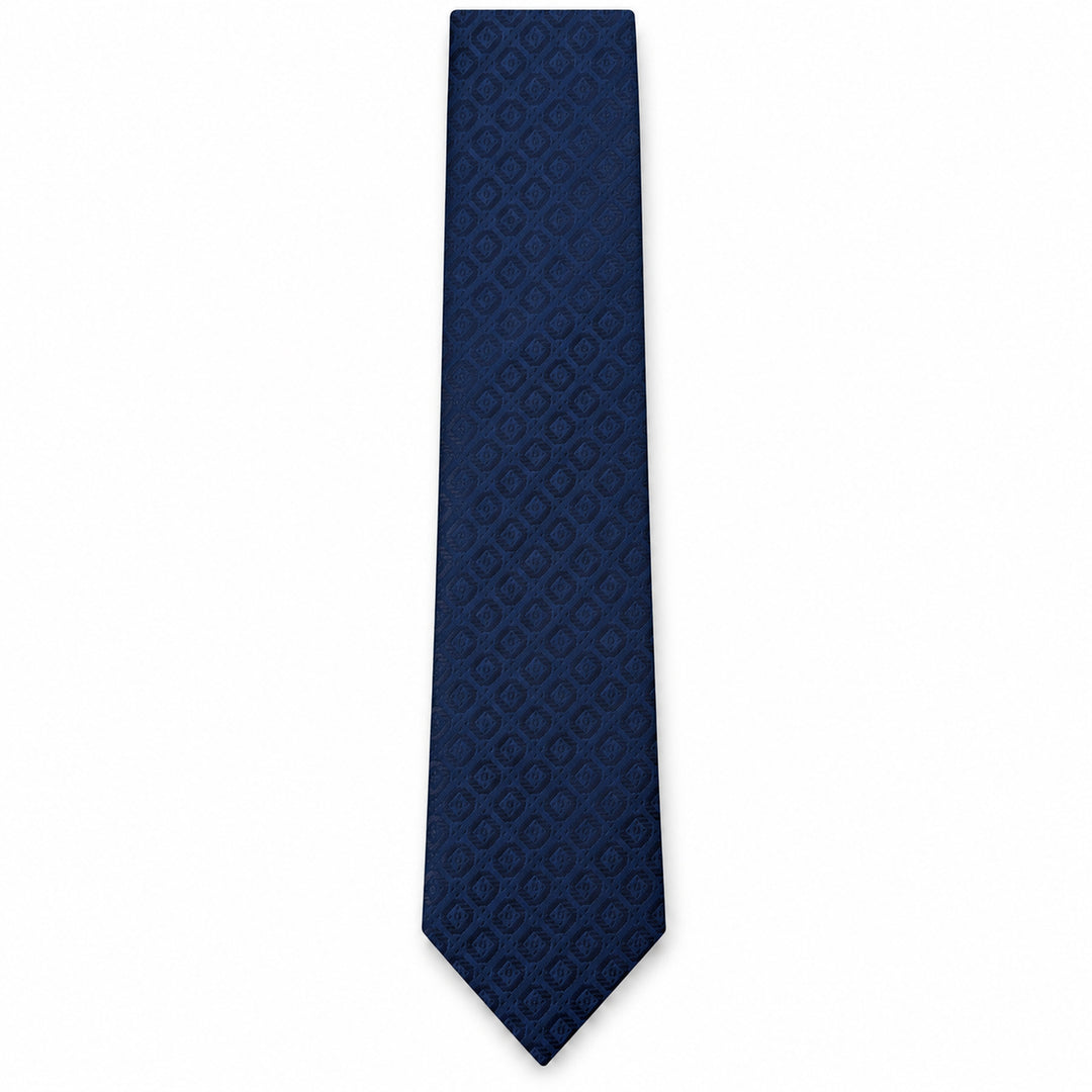 Navy Square Print Tie and Pocket Square