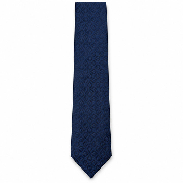 Navy Square Print Tie and Pocket Square
