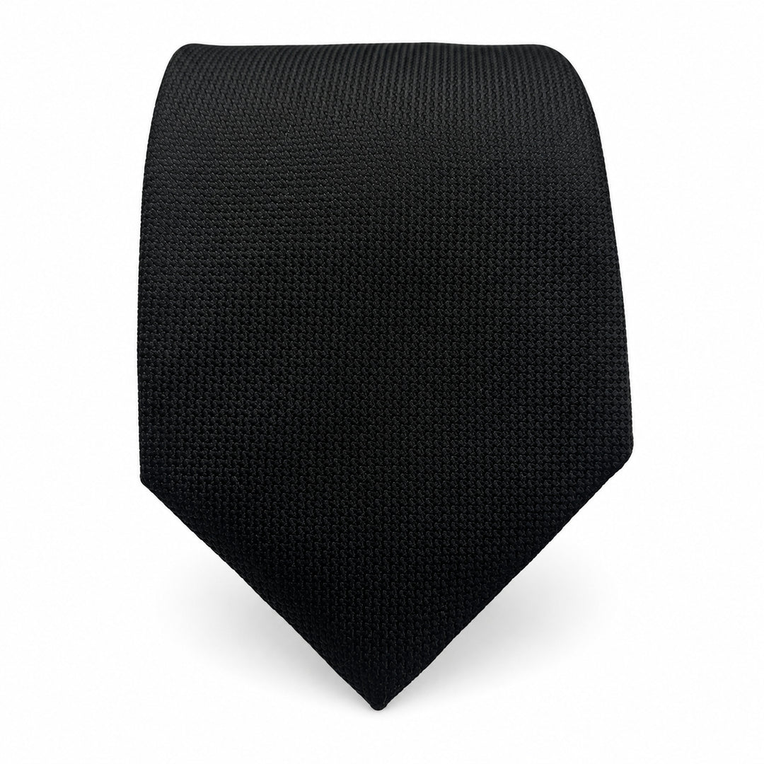 Black Textured Tie and Pocket