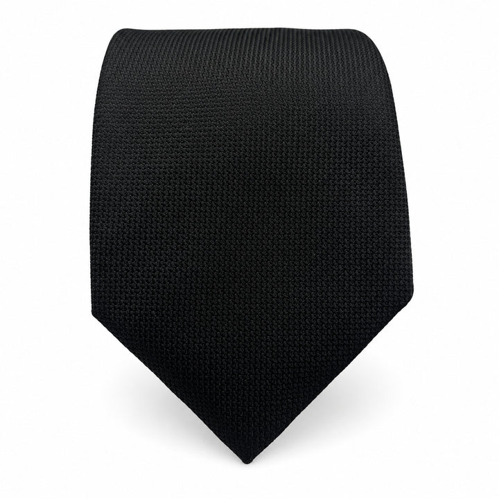Black Textured Tie and Pocket