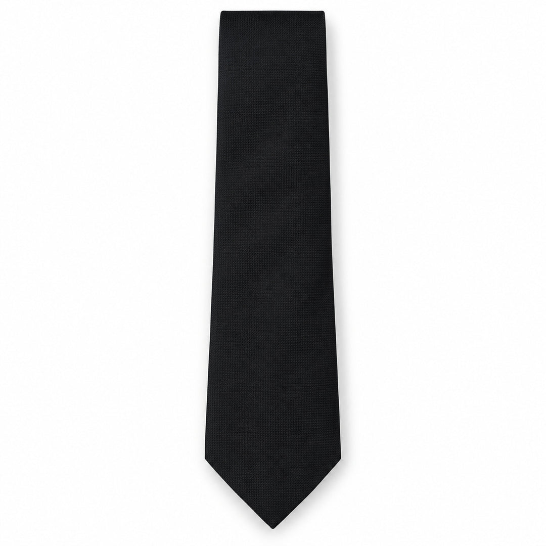 Black Textured Tie and Pocket