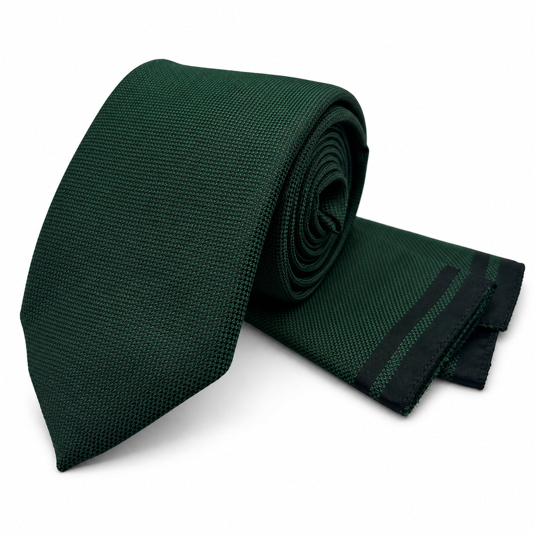 Forest Green Textured Tie and Pocket Square