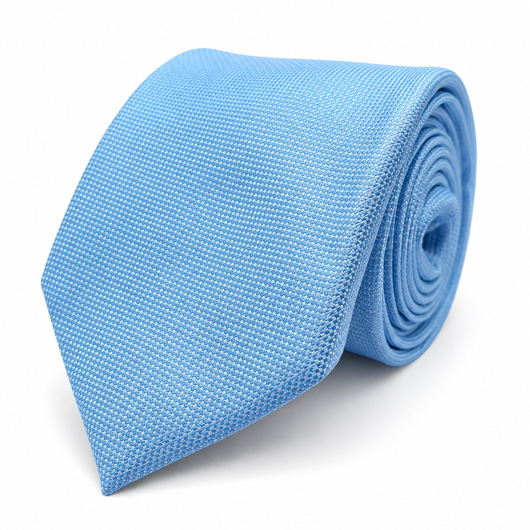 Sky Blue Textured Tie and Pocket Square