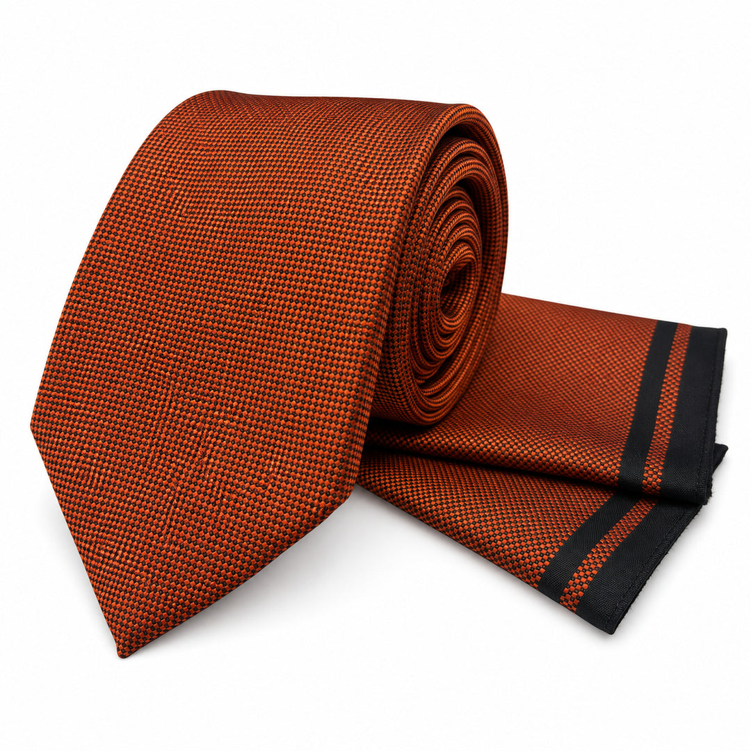 Rust Orange Tie and Pocket Square